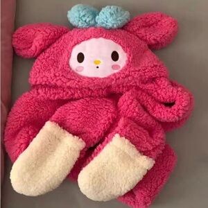 Sanrio Bright Pink My Melody Sherpa Hat Scarf Mitten Combo One Size